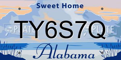TY6S7Q Alabama License Plate