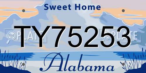 TY75253 Alabama License Plate