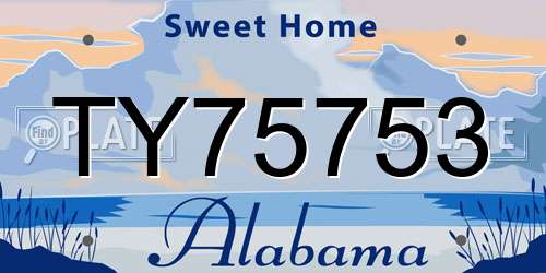 TY75753 Alabama License Plate