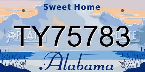 TY75783 Alabama License Plate