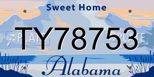 TY78753 Alabama License Plate