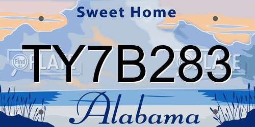 TY7B283 Alabama License Plate