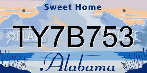 TY7B753 Alabama License Plate