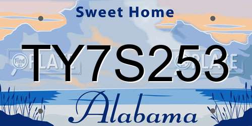 TY7S253 Alabama License Plate