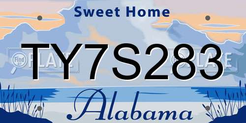 TY7S283 Alabama License Plate