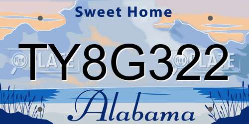 TY8G322 Alabama License Plate