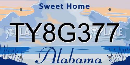 TY8G377 Alabama License Plate