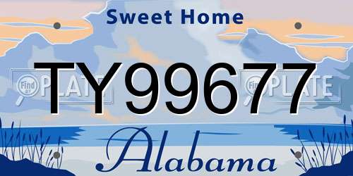 TY99677 Alabama License Plate