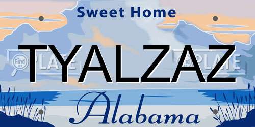 TYALZAZ Alabama License Plate