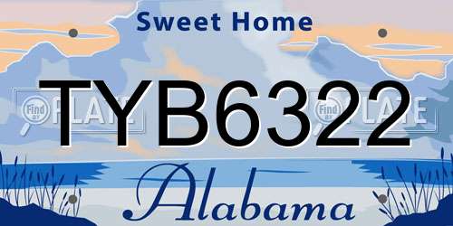 TYB6322 Alabama License Plate