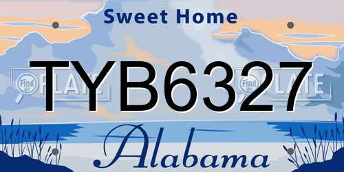 TYB6327 Alabama License Plate