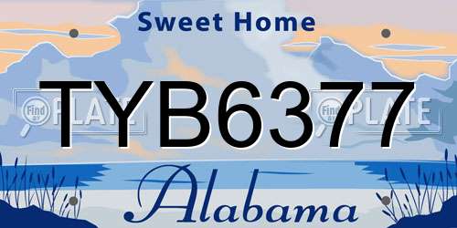 TYB6377 Alabama License Plate