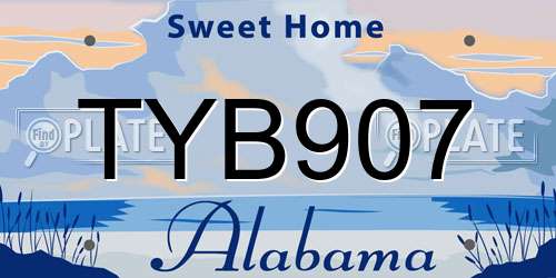 TYB907 Alabama License Plate