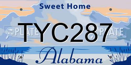 TYC287 Alabama License Plate