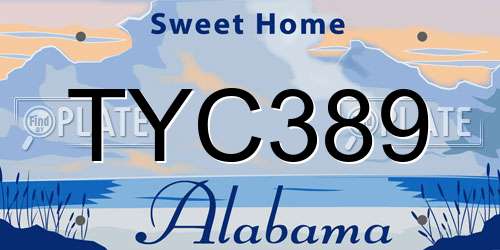 TYC389 Alabama License Plate