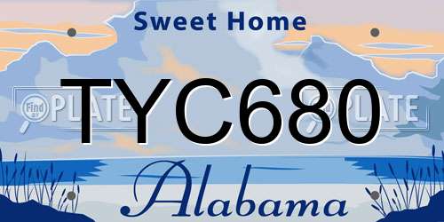 TYC680 Alabama License Plate