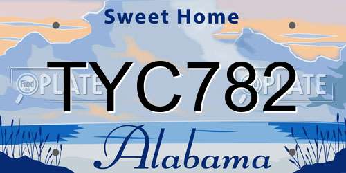 TYC782 Alabama License Plate