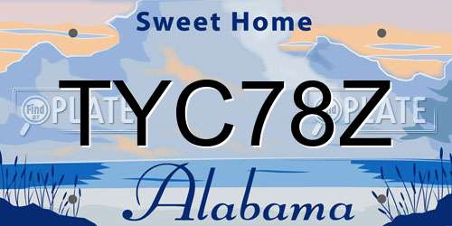 TYC78Z Alabama License Plate