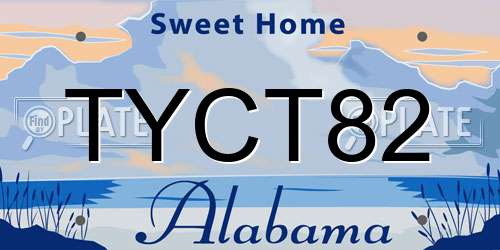 TYCT82 Alabama License Plate