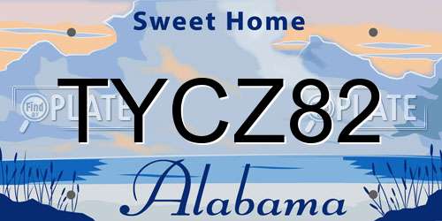 TYCZ82 Alabama License Plate