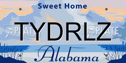 TYDRLZ Alabama License Plate