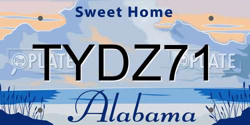 TYDZ71 Alabama License Plate