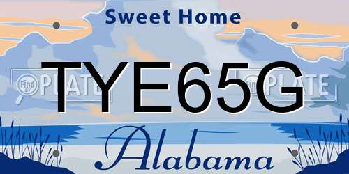 TYE65G Alabama License Plate