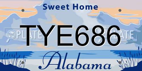 TYE686 Alabama License Plate