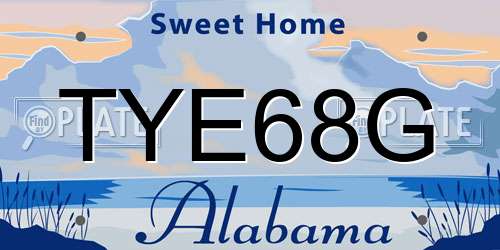 TYE68G Alabama License Plate