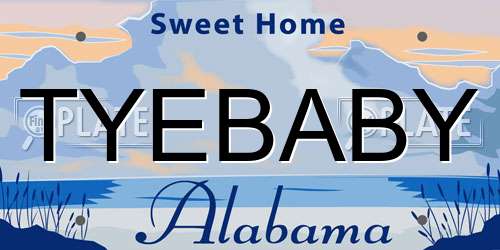 TYEBABY Alabama License Plate
