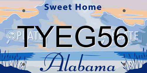 TYEG56 Alabama License Plate