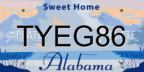 TYEG86 Alabama License Plate