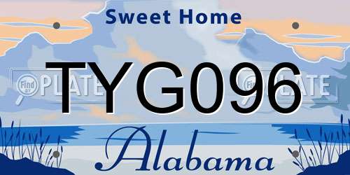 TYG096 Alabama License Plate