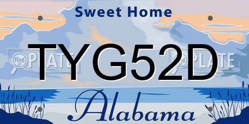 TYG52D Alabama License Plate
