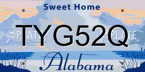 TYG52Q Alabama License Plate