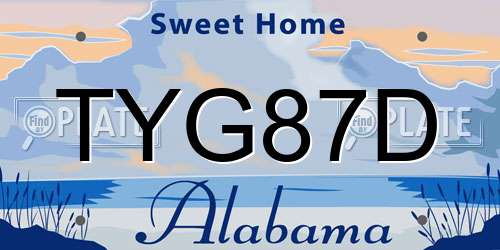 TYG87D Alabama License Plate