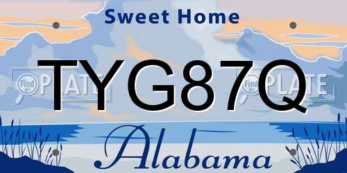 TYG87Q Alabama License Plate