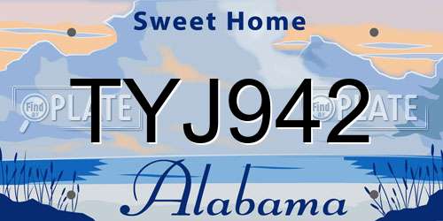 TYJ942 Alabama License Plate