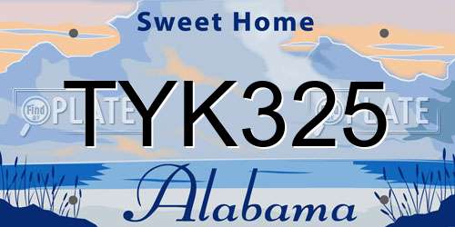 TYK325 Alabama License Plate