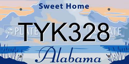 TYK328 Alabama License Plate