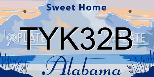 TYK32B Alabama License Plate