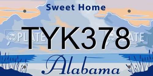 TYK378 Alabama License Plate