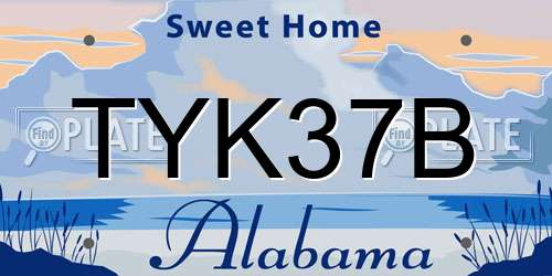 TYK37B Alabama License Plate