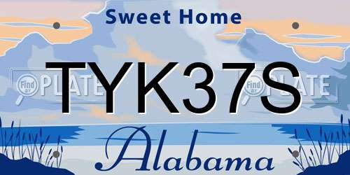 TYK37S Alabama License Plate
