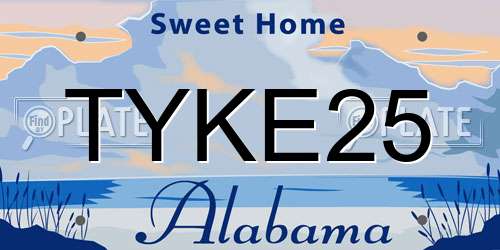 TYKE25 Alabama License Plate