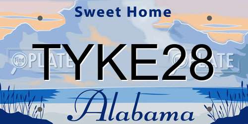 TYKE28 Alabama License Plate