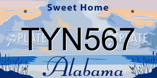 TYN567 Alabama License Plate