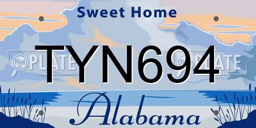 TYN694 Alabama License Plate