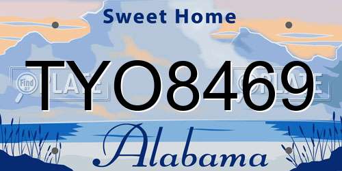 TYO8469 Alabama License Plate