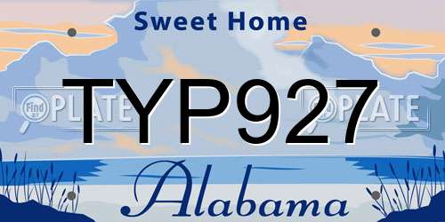 TYP927 Alabama License Plate